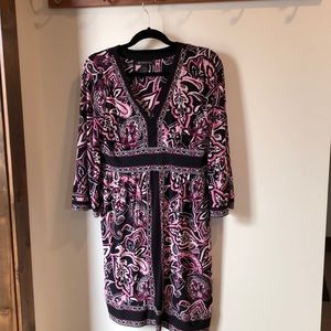 Pink/black/white paisley dress